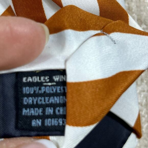 NWT Eagle’s Wing Men’s Burnt Orange White Striped UT Longhorns Silk Tie 60″ - Picture 4 of 10